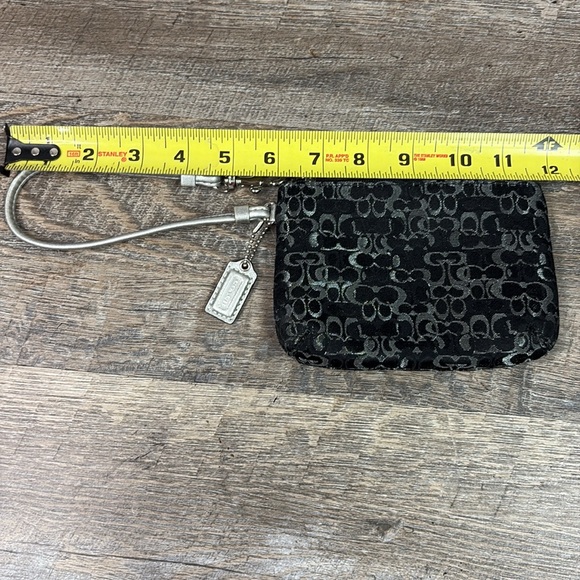 Coach Black Metallic Silver Signature C Wristlet - Picture 6 of 7